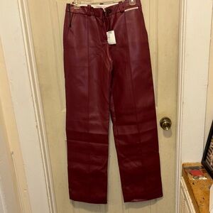 Zara Deep Red Leather Trousers